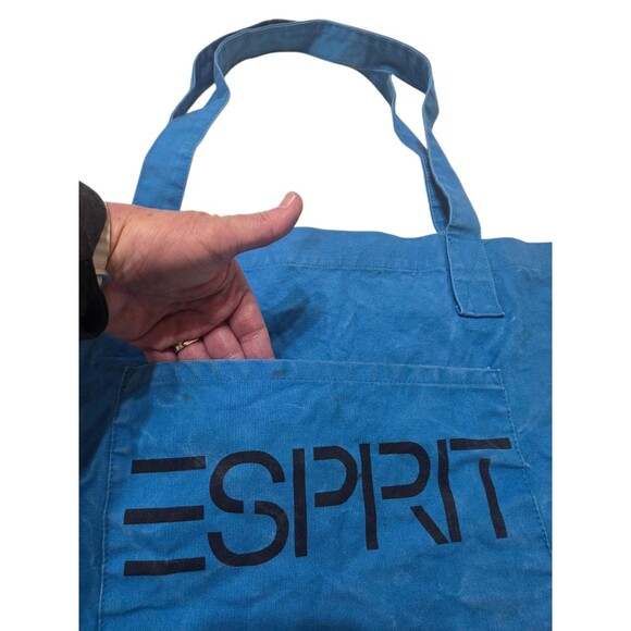 Vintage 90’s ESPRIT Blue Black Logo Tote Carryall Shopper Bag Large Made In USA - Picture 3 of 14